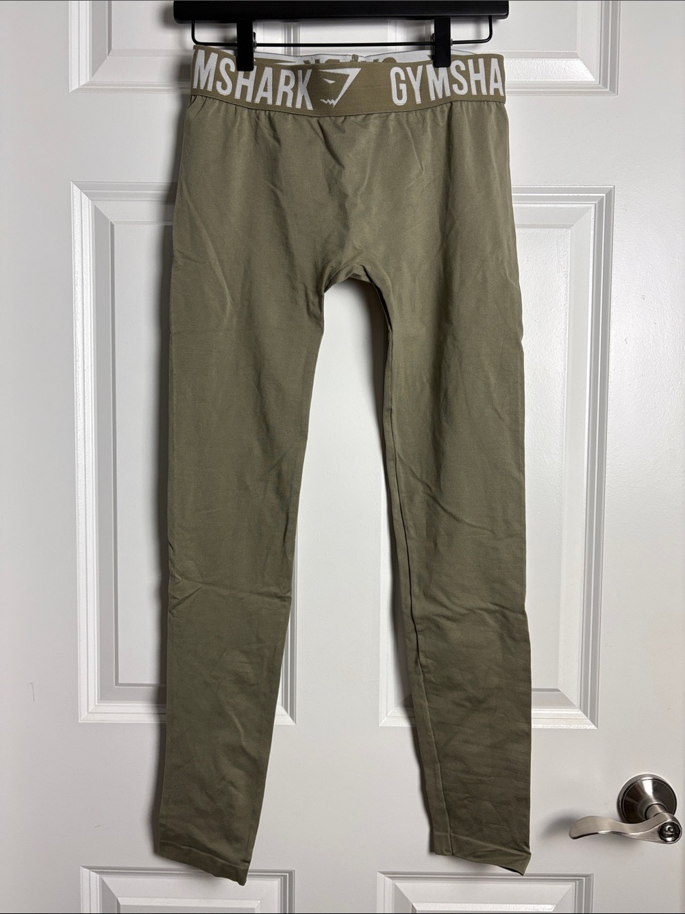Gymshark Olive Green Training Tights with Logo Waistband